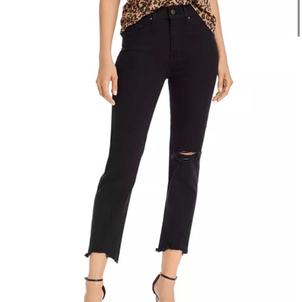 Levis Premium 724 High Rise Straight Crop in Black Pixel